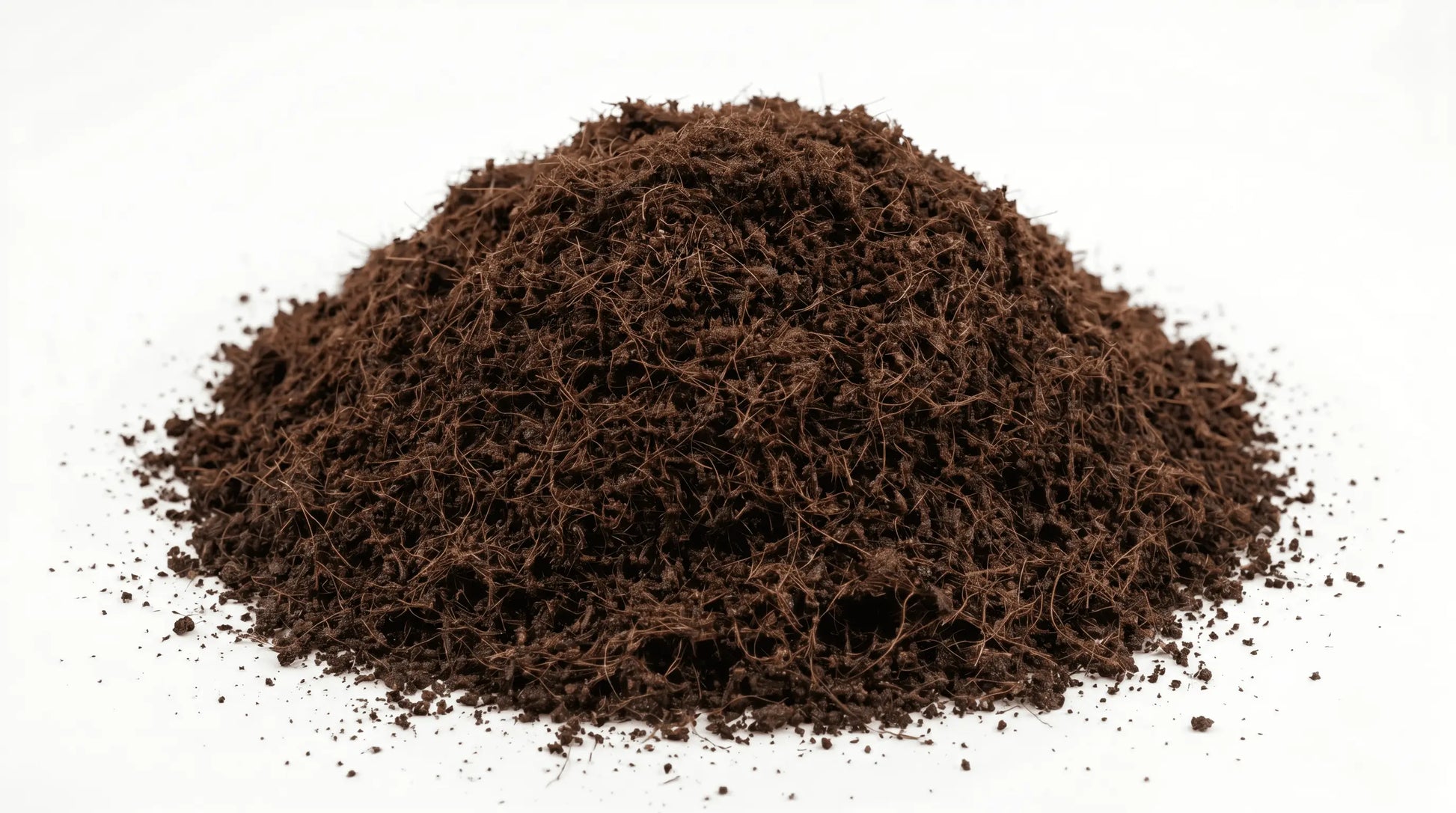 Pile of premium, organic hydrated coco coir ready for high-quality mushroom cultivation.